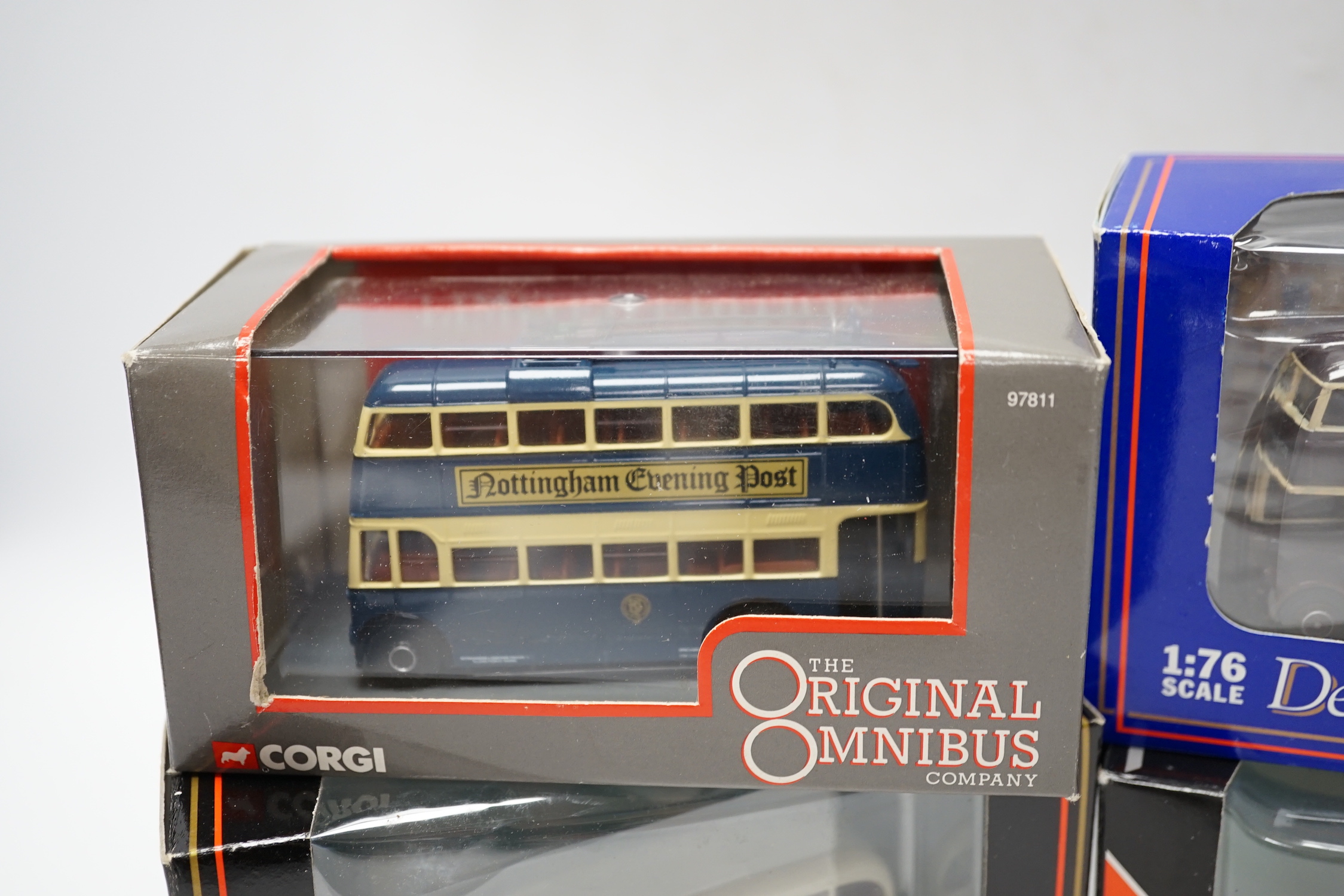 Thirty-three boxed EFE and Corgi OOC buses and coaches, operators include; London Transport, Southdown, Glasgow Corporation, Maidstone & District, etc.